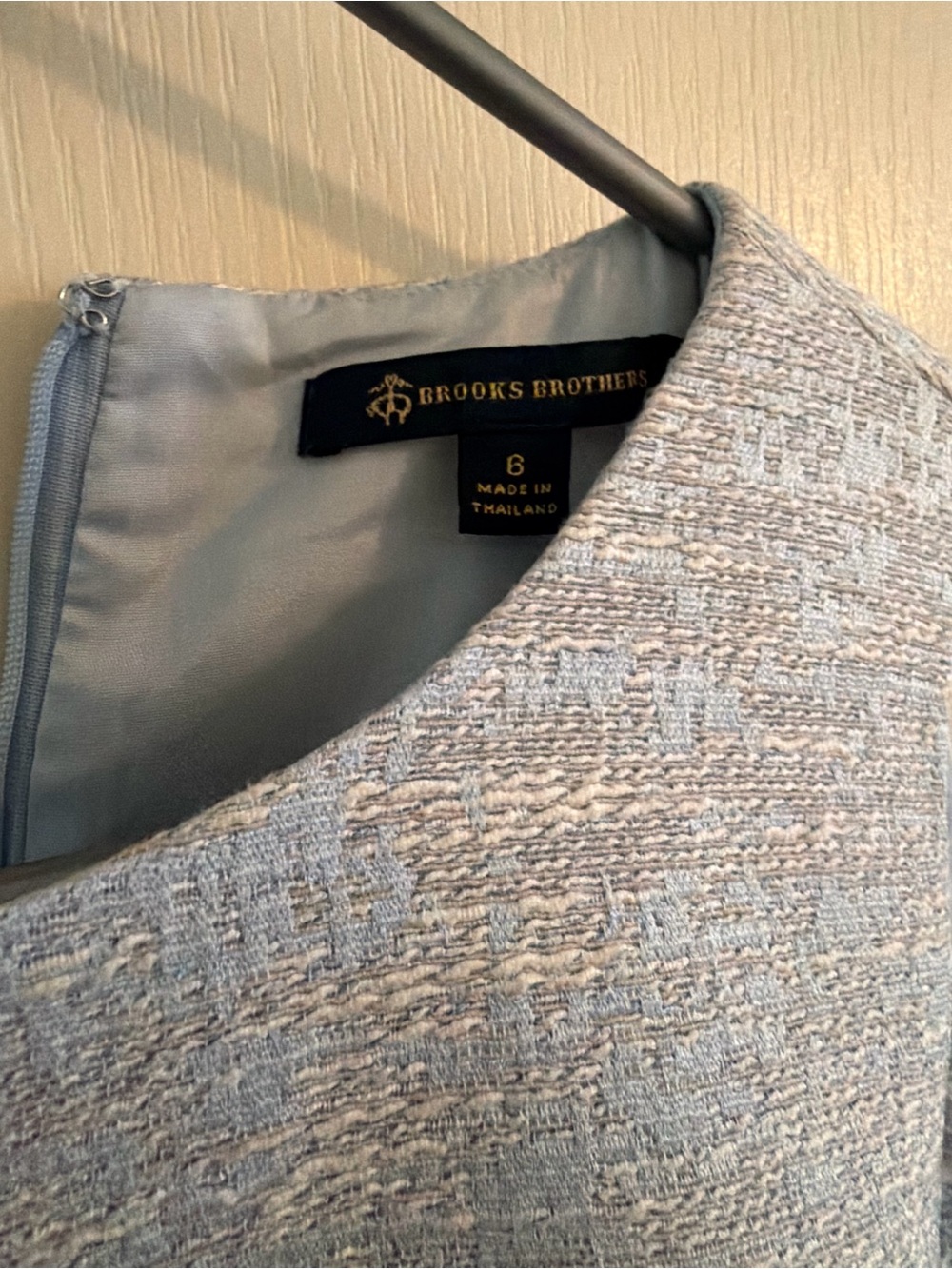 Brooks Brothers Light Blue and Cream Tweed Sleeveless Sheath Dress - Picture 3 of 9